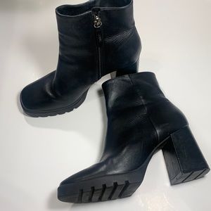 SCHUTZ black chunky heel ankle booties